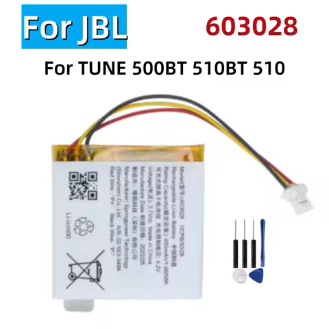 603028 Replacement Battery New Battery For TUNE 500BT 510BT 510 JBL 510 450mAh+Free Tools