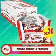 Kinder BUENO 1 BOX Contains 30 X 43GR, Chocolate KINDER BUENO HALAL T2 Contains 30pcs X 43 GR MINI BY FERRERO