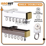 [FULL SET] Innohut Aluminium Window Curtain Rail Single Rail And Double Rail Langsir Curtain Track 窗