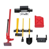 6pcs 1/10 Scale Garage Accessories Tools Hi-Lift Jack Winch Shovel Jerry Can Axe Toy for RC Crawler 