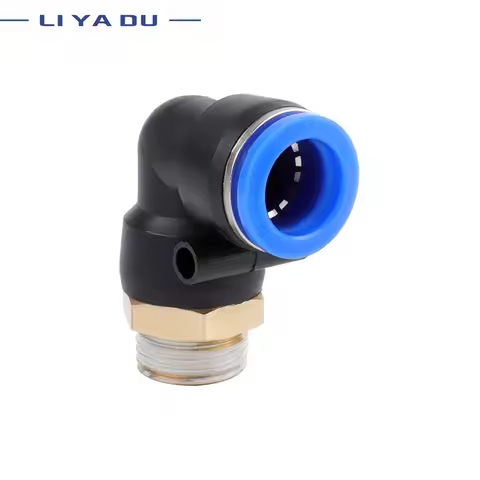 1pcs Pneumatic connector L Shape PL OD 4/6/8/10/12mm Hose Tube M5 6 1/8 1/4 3/8 1/2 BSPT Thread Air 