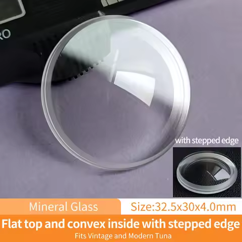 Flat Top And Convex Inside Mineral Crystal Fits Vintage and Modern Tuna Watch Glass With Stepped Edg