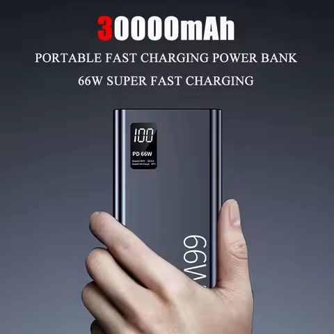 30000mAh Power Bank 66W Super Fast Charging For iPhone 15 14 Huawei P50 Xiaomi Samsung PD 20W Extern