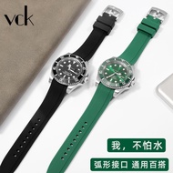❒ↂ❃ Suitable for Rolex black and green Submariner silicone watch strap Longines Mido Citizen waterproof curved strap men's accessories