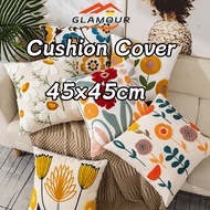 [SG] 2PCS Flower Embroidered Cushion Cover 45x45cm Sofa Cushion Cover Cotton Cushion Case Throw Pill