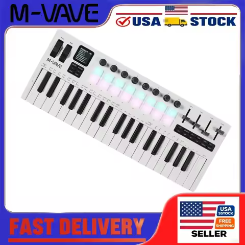 M-VAVE SMK-37 Pro 37Key MIDI Controller Keyboard Built-in Synthesizer 16 RGB Pads Bluetooth Wireless