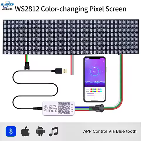 WS2812B Matrix Screen, Individually Addressable LED Panel (4×12 8×8 16×16 8×32 Pixel Light Module), 
