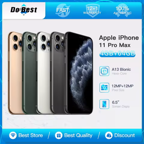 Apple iPhone 11 Pro Max 4G LTE Mobile Phone 6.5" Face ID NFC 12MP Camera Unlocked SmartPhone A13 Bio