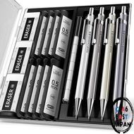 Four Candies Metal Mechanical Pencil Set (Case Included) - 4 Pieces with HB Lead Refills and Eraser 