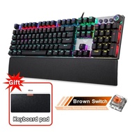 Discount RYRA Keyboard Mekanikal Gaming, 108 Tombol Berkabel Keyboard