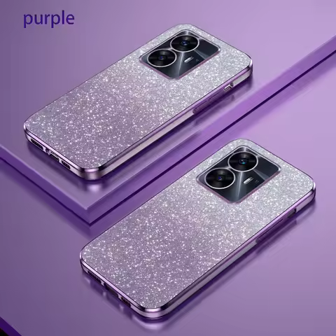 For Realme C55 Case Oppo Realme C55 Phone Case RMX3710 Luxury Gradient Glitter Plating Silicone Back