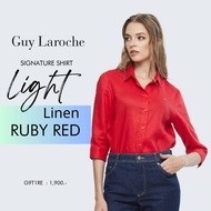 Guy Laroche  เสื้อเชิ๊ตผู้หญิง ไลท์ ลินิน แขนสามส่วน สีแดง (G9T1RE)