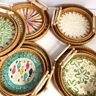 Vietnamese rattan tray binaural basket woven basket fruit plate bread basket breakfast basket Japane