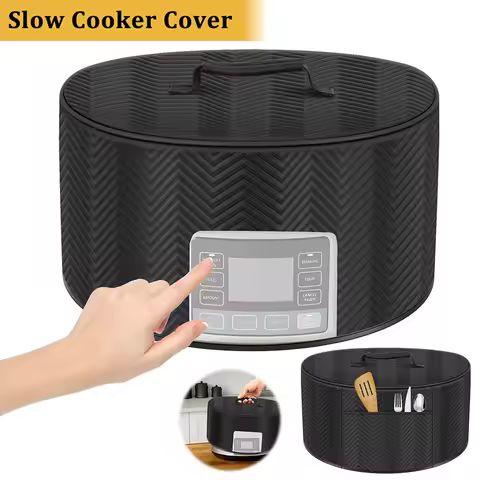 Kitchen Dust Cover Polyester Slow Cooker Cover with Pocket and See Through Window Appliance Dust Cov