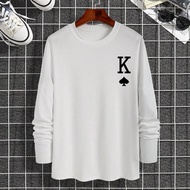 เสื้อยืดแขนยาวลาย การ์ดเล่น ธรรมดา ทำงาน ผู้ชาย, ของขวัญให้แฟน