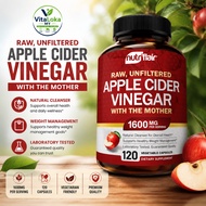 NutriFlair Apple Cider Vinegar ACV Capsules 1600mg The Mother Vegan Digestive Wellness Weight Suppor
