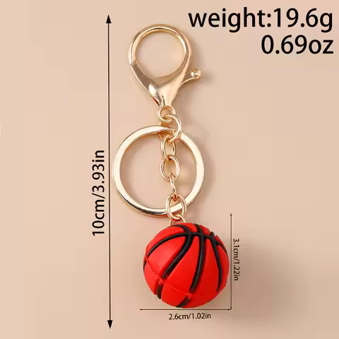 Fashion Mini 3D Basketball Keychain Sport Ball Key Ring for Men Women Handbag Pendant Handmade Key C