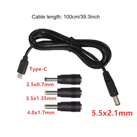 USB C Type-C to DC 5.5x2.1mm 2.5x0.7mm 3.5x1.35mm 4.0x1.7mm Plug 5V Power Cable for Router LED Light