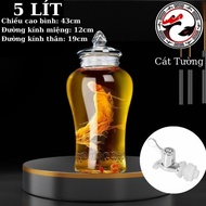 Glass Ginseng Bottle, Rattan Foot Wine Soaking Bottle 5 Liter / 10 Liter / 15 Liter, Capacity Option