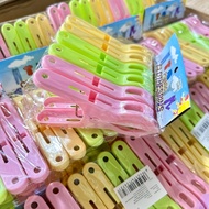 [Sold In Dozens Of 12 Packs] Clothes Pegs Jumbo 1 Pack Of 6 Mixed Colors Sweet Color (Get 72 Clips)