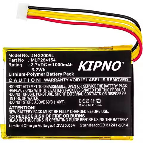 KIPNO Replacement Battery GO2/MLP284154 MLP284154 for JBL Go 2, Go2H 3.7V/1000mAh