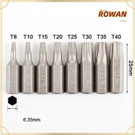 ROWANSG 1pc Torx Bits, 1/4 Inch Hex Shank 25mm Length Screw Driver Bit, S2 Alloy Steel T6-T40 6 Poin