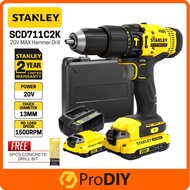 STANLEY SCD711C2K 20V Cordless Hammer Drill Driver Included 2 Pcs Batteries (SCH20C2K Replacement) + FOC 5PCS Drill Bits