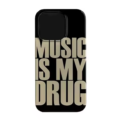Black MUSIC IS MY DRUG Luck Phone Case For iPhone 17 16 14 13 12 11 15 Pro Max Aia XR X XSMax MINI 7