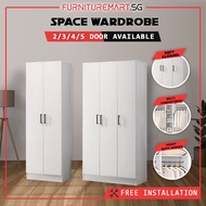 Furnituremart.sg Space Series 2/3/4/5 Door Wardrobe In White Colour