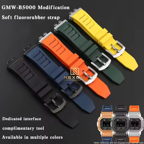 GMW-B5000 High Quality Fluororubber Strap For Casio G-SHOCK Small Squar FKM MRG-B5000 Modified Soft 