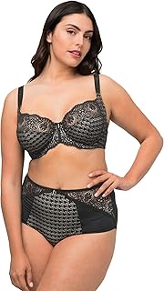 Women's Wire-Bra, Houndstooth Bra, Black, 120F, black, 46DDD