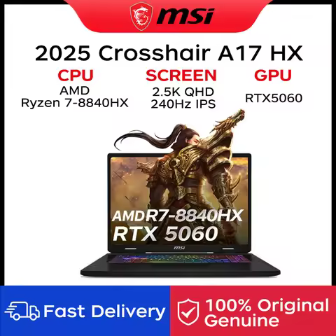 2025 MSI Crosshair A17 HX Gaming Laptop 17 Inch QHD 2.5K 240Hz IPS Screen Notebook AMD Ryzen R7-8840