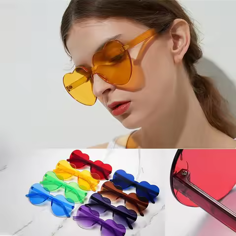 Free shipping Multiple colors 2025 Candy color heart shape ocean personality glasses sunglasses