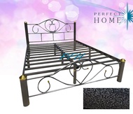Perfect เตียงเหล็ก ขากว้าง 3 นิ้ว ขนาด 5 ฟุต รุ่น Lotus-5S (สีเกร็ดเงิน)