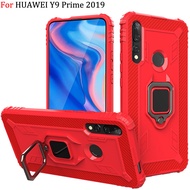 Phone Cover For HUAWEI Y9 Prime 2019, Armor 360 Degree Full Protection Shockproof Silicone TPU Casing Metal Ring Holder Case