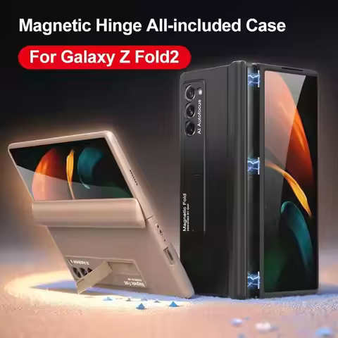 For Samsung Galaxy Z Fold 2 Magnetic Hinge All-included Case 5G Shockproof Protection Stand Matte Co