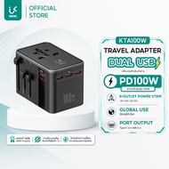 [หัวปลั๊กท่องเที่ยว] UKIKI KTA100W Universal Travel Adapter หัวแปลงปลั๊กไฟ ชาร์จPD100W พอร์ต USB-A x