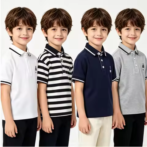 Boys Clothes POLO Shirt Boy Luxury Designer 100% Cotton Short Sleeve Girls Polo Shirts White Blue Be