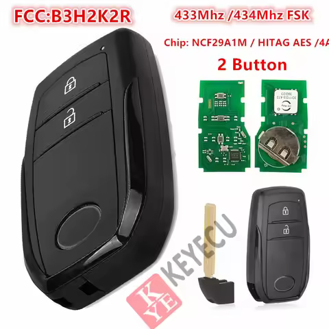Keyless Go FCC ID: B3H2K2R 2 Button Smart Remote Key Fob 433-434MHZ FSK 4A Chip NCF29A1M For Toyota 
