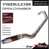 HPSP RACING LC135 Y15ZR OPEN CHAMBER EXHAUST RED CARBON 35/38/57 38/38/60 38/42/60 42/42/60