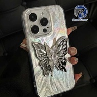 GC179 New Clarity Butterfly 3d Stand Holder Silver Feather Case Hardcase Casing hp Compatible For OP