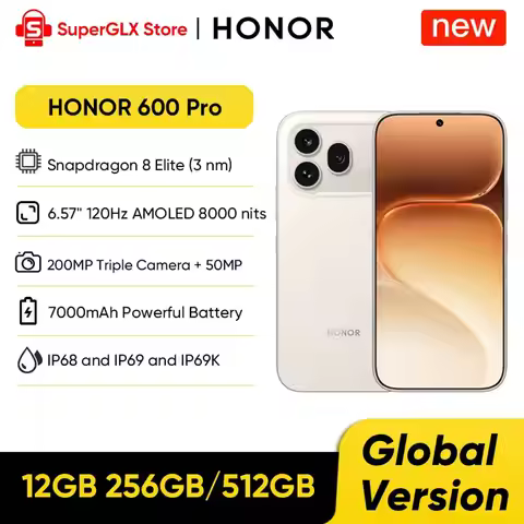 Global Version HONOR 600 Pro 5G Smartphone Snapdragon 8 Elite 200MP AI Camera 6.57" AMOLED Display 7