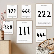 Angel Number poster 111 ,222, 333,444 Canvas printing painting Angel Number poster wall Art decorati