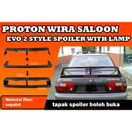 PROTON WIRA SALOON EVO 2 STYLE SPOILER WITH LAMP MATERIAL FIBER UNPAINT ITEM