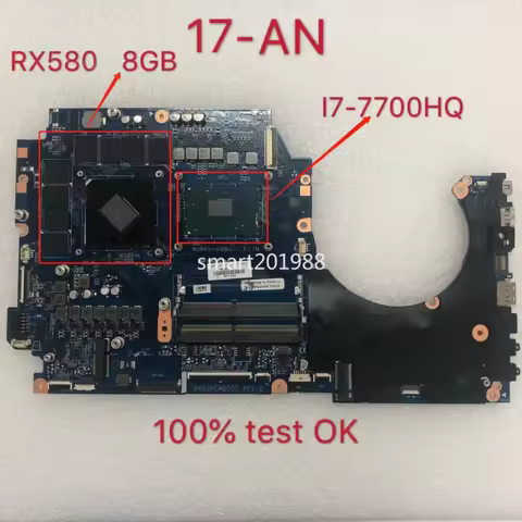 A+ For HP 17T-AN000 17-AN012DX 17-AN030CA Motherboard DAG3BCMBCG0 RX580 i7-7700HQ
