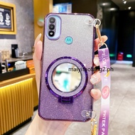 Casing for Motorola Moto E22I E22 E32 E6S 2020 Phone Case Mirror Bracket luxury soft tpu wrist strap