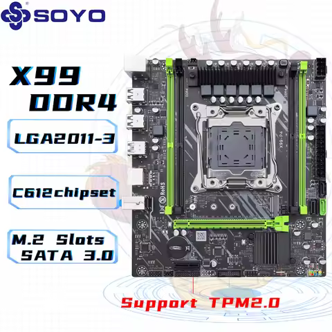 SOYO X99 Motherboard DDR4 LGA2011-3 with M slot 2 Supports C612 Chipset Dual channel DDR4 SATA 3.0 F
