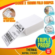 A6 100*150 Sticker label Adhesive Thermal Paper Roll Fold 100x150 (500pcs) Thermal Paper