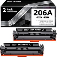 206A Black Toner Cartridges 2Pack (with Chip) Replacement for HP206 206A W2110A 206X W2110X Toner Wo