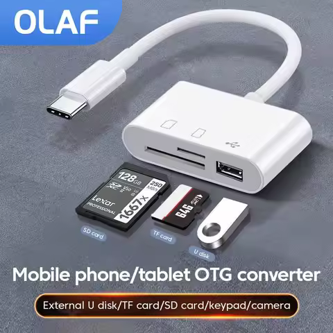 Type C OTG Adapter 3 in 1 TF CF SD Memory Card Reader For Macbook iPad Samsung Xiaomi Huawei USB C S